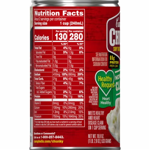 Campbell's® Chunky® Healthy Request New England Clam Chowder Soup Perspective: bottom