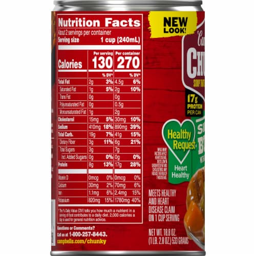 Campbell’s® Chunky® Healthy Request Soup Sirloin Burger with Country Vegetables Beef Soup Can Perspective: bottom
