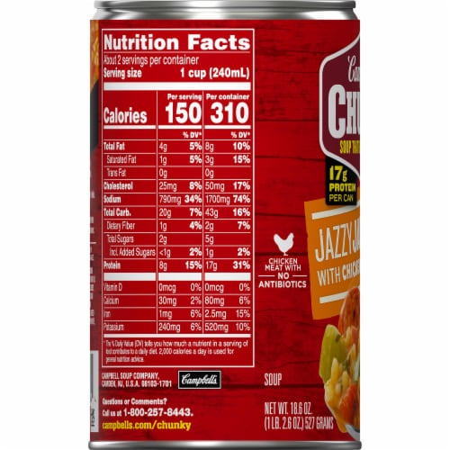 Campbell's® Chunky® Jazzy Jambalaya with Chicken Sausage and Ham Soup Can Perspective: bottom