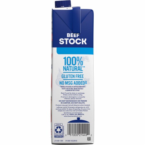Swanson® 100% Natural Unsalted Beef Stock Carton Perspective: bottom
