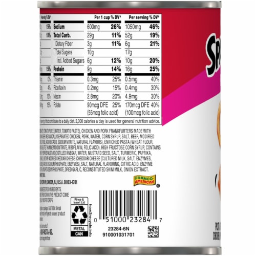 SpaghettiOs Canned Pasta with Franks Perspective: bottom