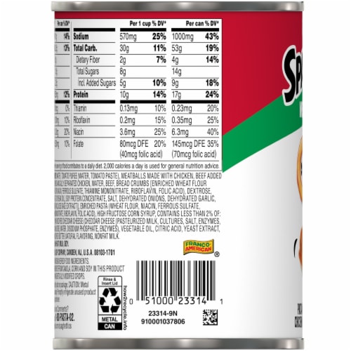 SpaghettiOs® Canned Pasta with Meatballs Perspective: bottom