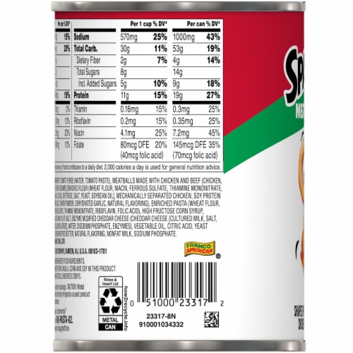 Campbell's® SpaghettiOs® Meatballs A to Z's Canned Pasta Perspective: bottom