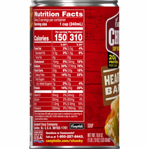 Campbell’s® Chunky® Soup Hearty Beef and Barley Soup Perspective: bottom