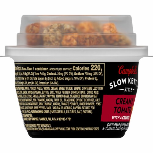 Campbell's Slow Kettle Style Creamy Tomato Soup With A Crunch Microwavable Cup Perspective: bottom