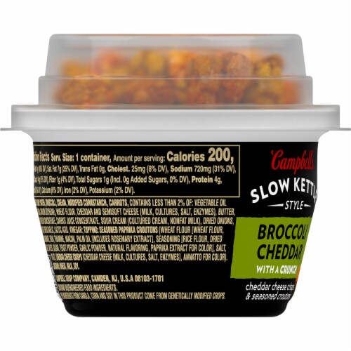 Campbell's Slow Kettle Style Broccoli Cheddar Soup With A Crunch Microwavable Cup Perspective: bottom