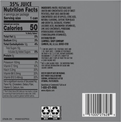 V8® +Energy Sparkling Lemon Lime Juice Energy Drink Cans Perspective: bottom