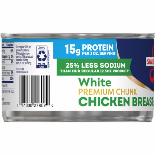 Swanson® 35% Less Sodium White Premium Chunk Canned Chicken Breast in Water Perspective: bottom