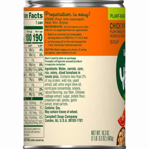 Campbell's® Well Yes!® Plant-Based Chick'n with Rice Soup Perspective: bottom