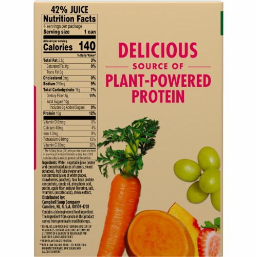 V8™ +Protein Peach Strawberry Plant-Based Protein Drink Perspective: bottom