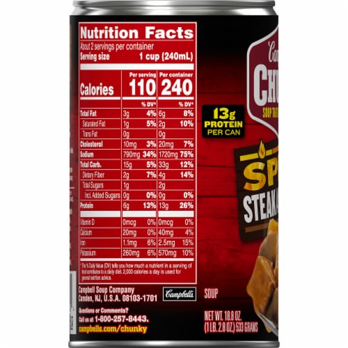 Campbell's® Chunky® Spicy Steak & Potato Soup Chunky Soup Perspective: bottom