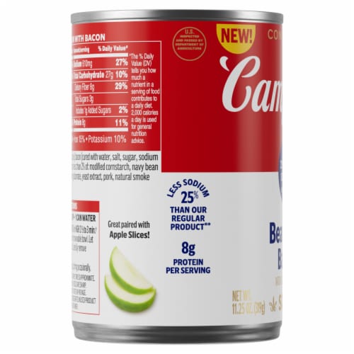 Campbell's® Condensed 25% Less Sodium Bean With Bacon Soup With Natural Smoke Flavoring Can Perspective: bottom