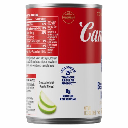 Campbell's® Condensed 25% Less Sodium Bean With Bacon Soup With Natural Smoke Flavoring Can Perspective: bottom