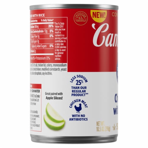 Campbell'S Condensed 25% Less Sodium Chicken And Rice Soup Perspective: bottom