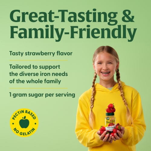 MegaFood® Iron Energy Strawberry Gummies Perspective: bottom