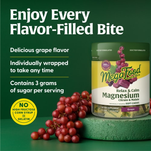 MegaFood® Relax + Calm Magnesium Grape Soft Chews Perspective: bottom