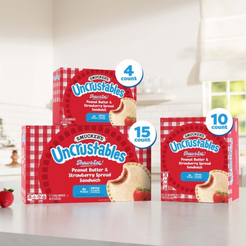 Smucker's Uncrustables Peanut Butter & Strawberry Jam Sandwiches Perspective: bottom