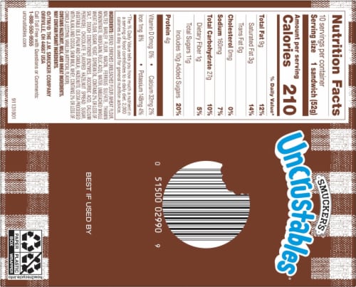 Smucker's Uncrustables Chocolate Flavored Hazelnut Spread Sandwiches Perspective: bottom