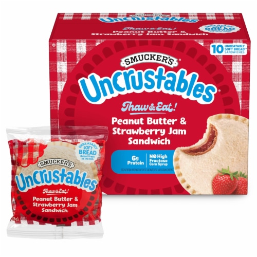 Smucker's Uncrustables Peanut Butter & Strawberry Jam Sandwiches Perspective: bottom