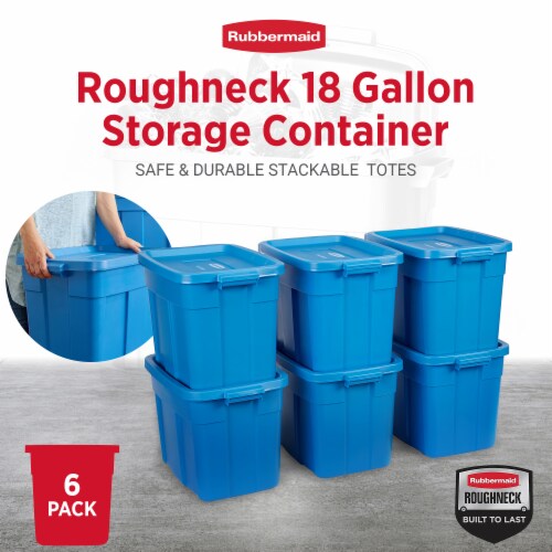 Rubbermaid Roughneck Tote 18 Gallon Storage Container, Heritage Blue (6  Pack), 1 Piece - Kroger