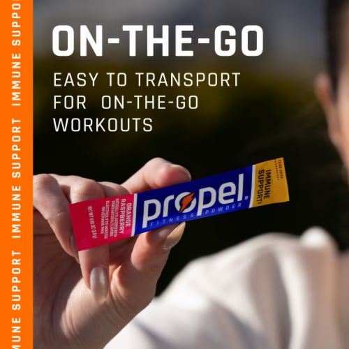 Propel® Zero Sugar Immune Support Orange Raspberry Drink Mix Packets Perspective: bottom