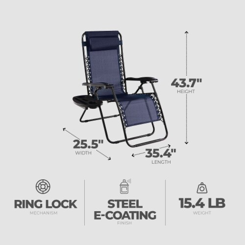 Four Seasons Courtyard Sunny Isles Steel Zero Gravity Patio Chair, Blue