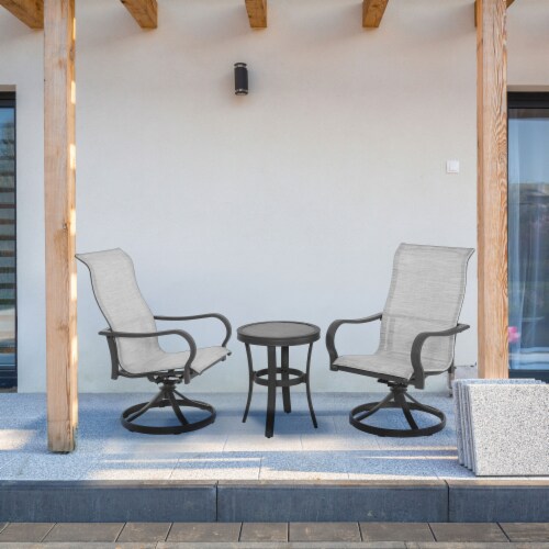Four Seasons Courtyard Palermo 3 Piece Aluminum Bistro Set with Swivel Rockers Perspective: bottom