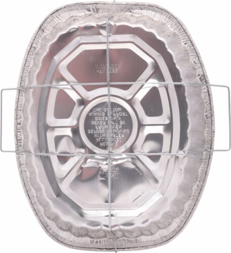 Handi-foil® Eco-Foil Oval Rack Roaster Pan with Handles - Silver Perspective: bottom