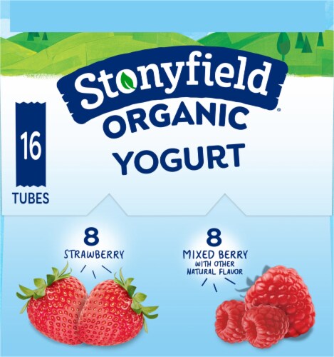 Stonyfield® Organic Kids Strawberry & Mixed Berry Lowfat Yogurt Tubes Variety Pack Perspective: bottom