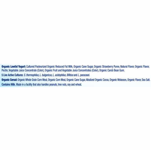 Stonyfield Organic® Strawberry Lowfat Yogurt Cups  with EnviroKidz Choco Chimps Perspective: bottom