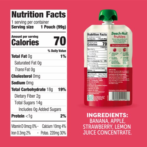 Beech-Nut® Fruities Stage 2 Banana Apple & Strawberry Baby Food Pouch Perspective: bottom