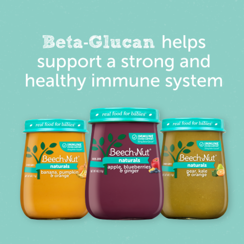 Beech-Nut® Naturals Stage 3 Immune Support Pear Kale & Orange Baby Food Jar Perspective: bottom