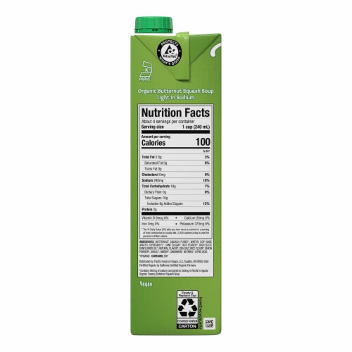 Pacific Foods® Organic Light Sodium Butternut Squash Soup Perspective: bottom