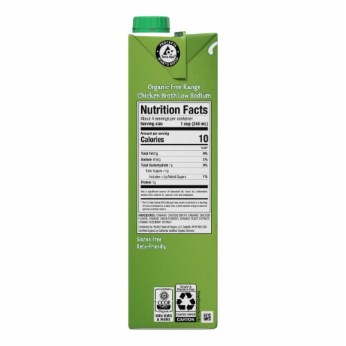 Pacific Foods® Organic Low Sodium Free Range Chicken Broth Perspective: bottom