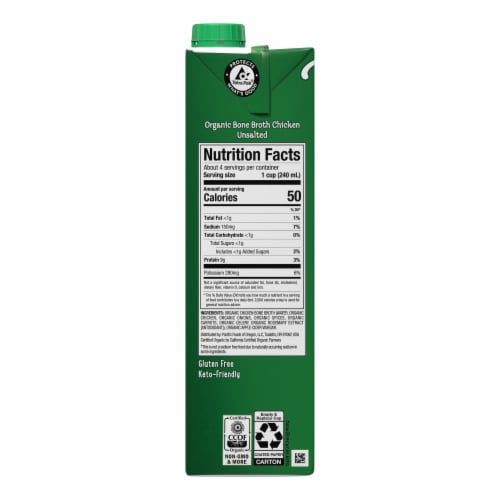 Pacific Foods Organic Chicken Bone Broth Unsalted Perspective: bottom