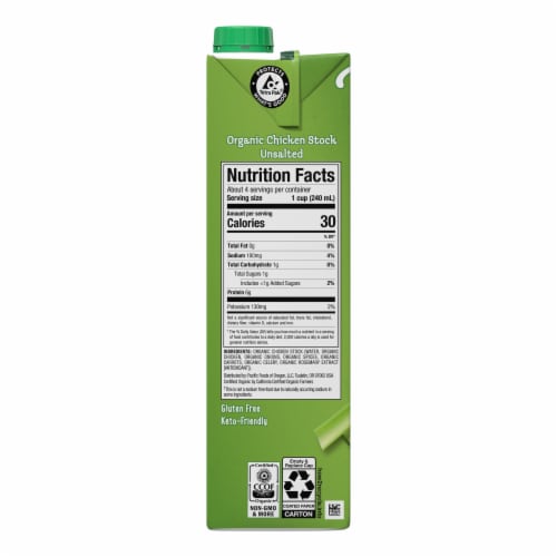 Pacific Foods® Organic Unsalted Chicken Stock Perspective: bottom