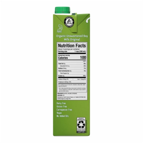 Pacific Foods™ Organic Soy Original Unsweetened Plant-Based Beverage Perspective: bottom