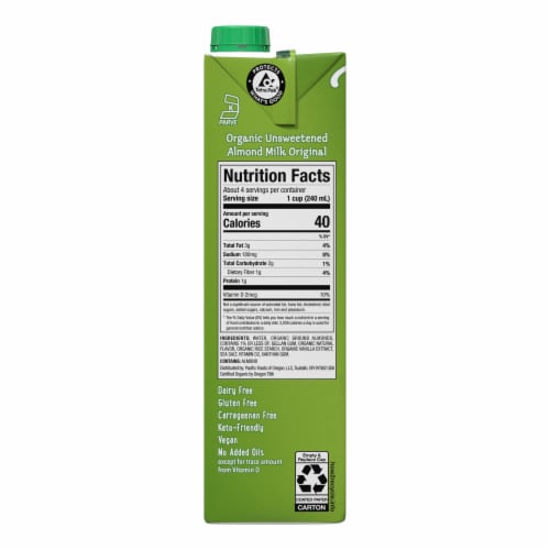 Pacific Foods® Unsweetened Organic Almond Milk Perspective: bottom