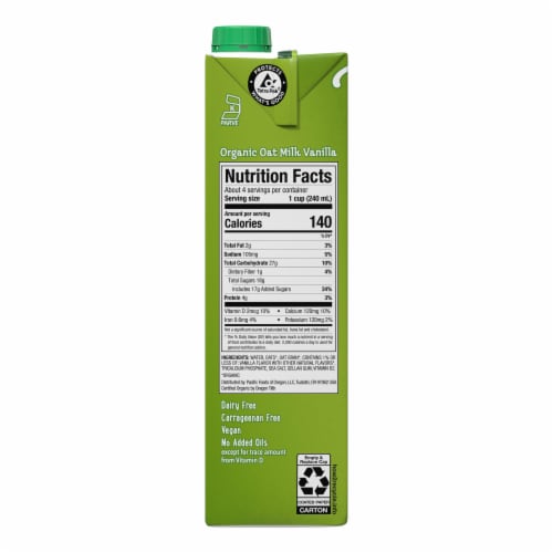 Pacific Foods™ Organic Vanilla Plant-Based Oat Beverage Perspective: bottom