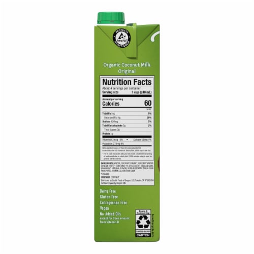 Pacific Foods™ Organic Original Sweetened Coconut Plant-Based Beverage Perspective: bottom