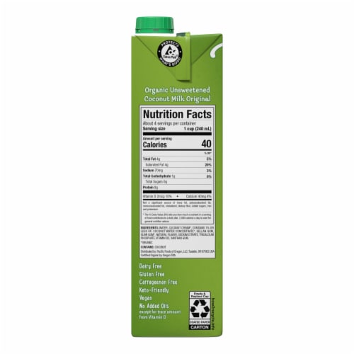 Pacific Foods® Unsweetened Organic Coconut Milk Perspective: bottom