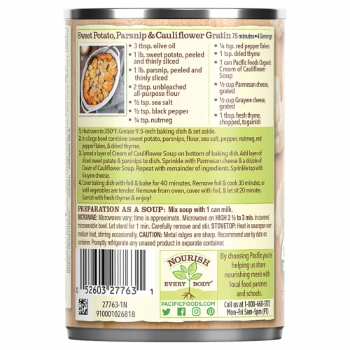 Pacific Foods® Gluten Free Organic Cream of Cauliflower Condensed Soup Perspective: bottom