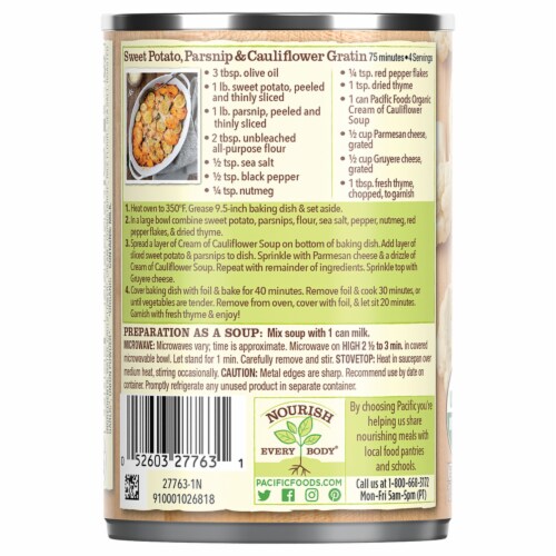 Pacific Foods® Gluten Free Organic Cream of Cauliflower Condensed Soup Perspective: bottom