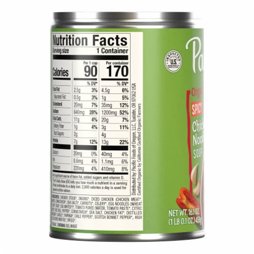 Pacific Foods Organic Spicy Chicken Noodle Soup Perspective: bottom