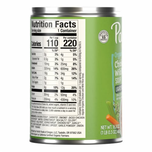 Pacific Foods Organic Lightly Salted Chicken And Wild Rice Soup Perspective: bottom