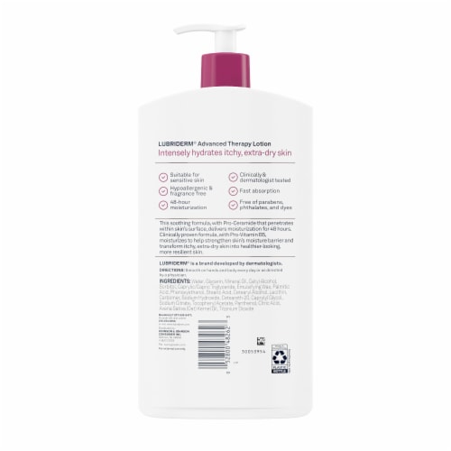 Lubriderm Advanced Therapy Lotion Body, Face & Hand + Pro Ceramide, Fragrance Free, for Dry Skin Perspective: bottom