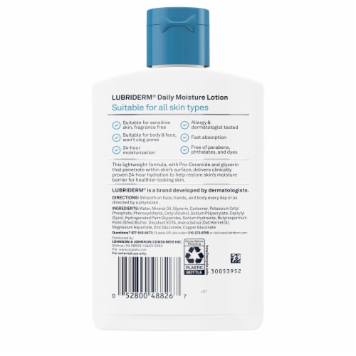 Lubriderm Daily Moisture Lotion Body, Face & Hand + Pro Ceramide with Glycerin for All Skin Types Perspective: bottom