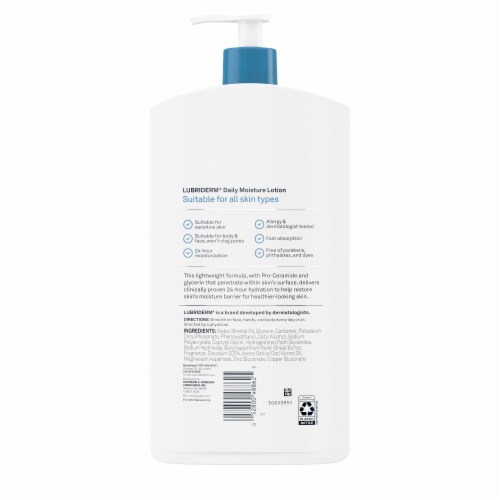 Lubriderm Daily Moisture Lotion Body, Face & Hand + Pro Ceramide with Glycerin for All Skin Types Perspective: bottom