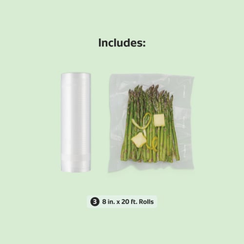 FoodSaver® 8" x 20' Vacuum-Seal Roll, 3 Pack Perspective: bottom