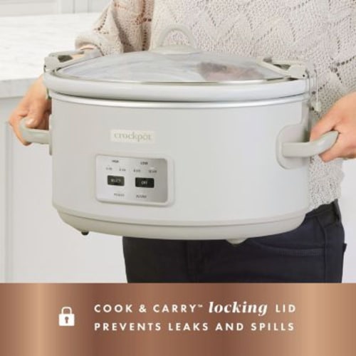 Crock-Pot 7-Quart Cook and Carry Programmable Slow Cooker, Grey